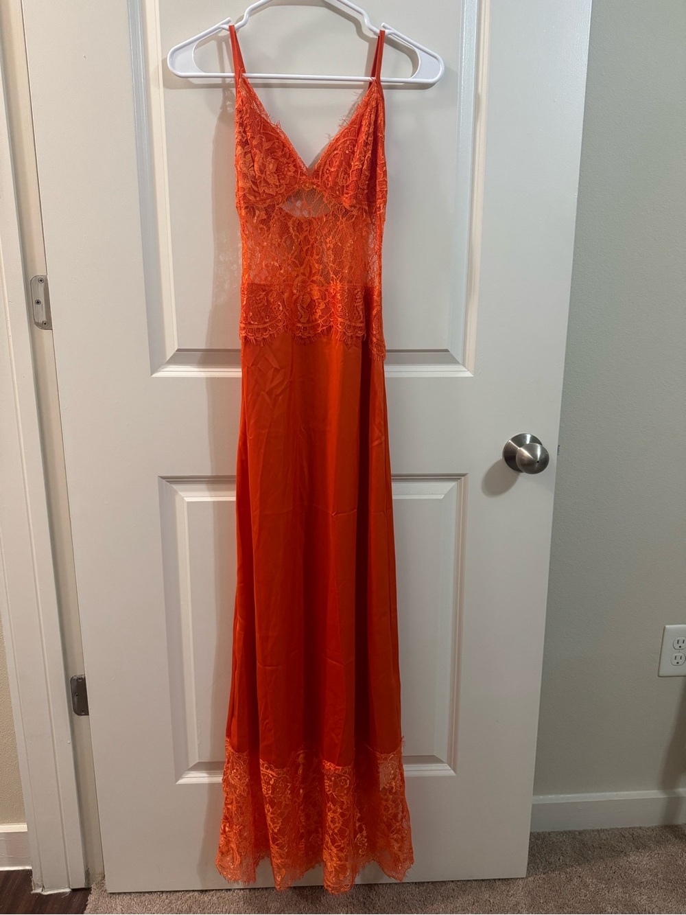 Erastes spaghetti lace maxi dress in orange